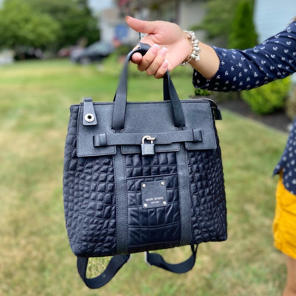 Henri Bendel -Mini Quilted Jetsetter Convertible Backpack Crossbody Bag in Black
